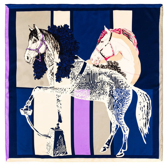 Cinzia Blue Silk Scarf / 90cm