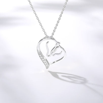 Crystal Heart Horse Necklace (Silver, Gold, Rose Gold) - Dogs and Horses