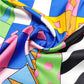Horse Head Silk Twill Scarf Navy / 90 x 90 cm