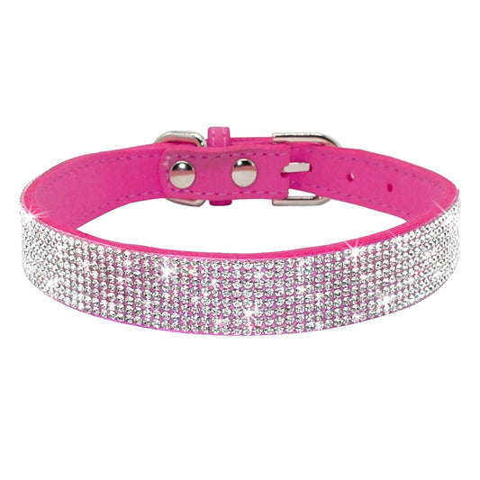 Bling Pink Suede Collar - Dogs and Horses