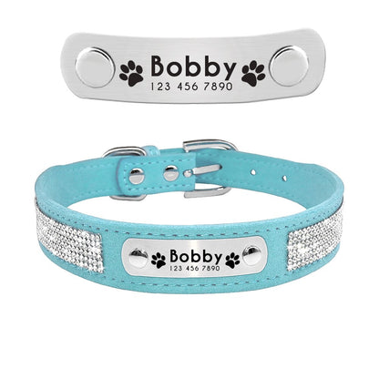 Blue Personalized Suede Collar - Dogs and Horses