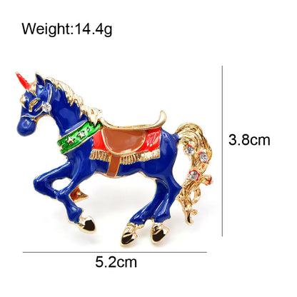 Enamel Unicorn Brooch (Blue)