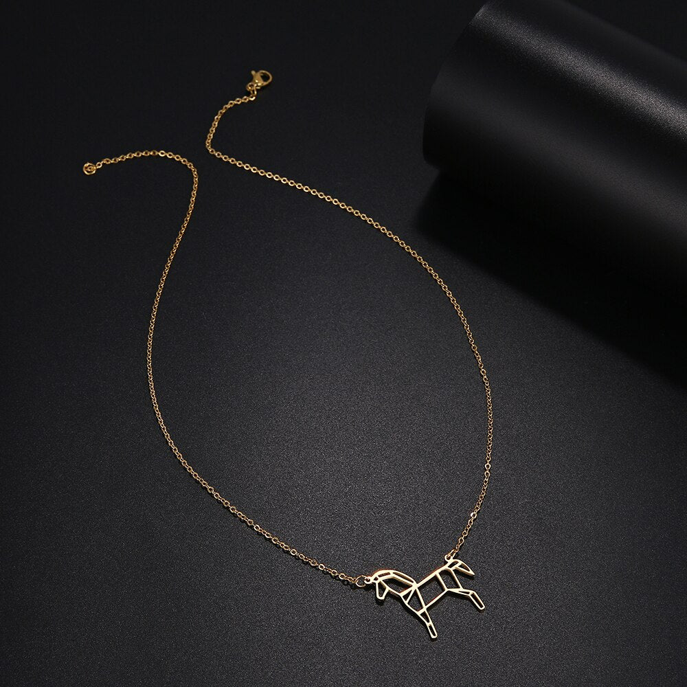 Geometric Horse Necklace (Silver, Gold) - Dogs and Horses