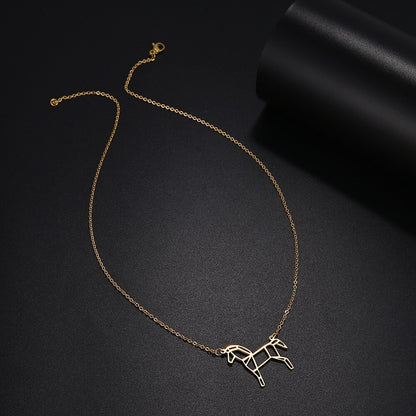 Geometric Horse Necklace (Silver, Gold) - Dogs and Horses