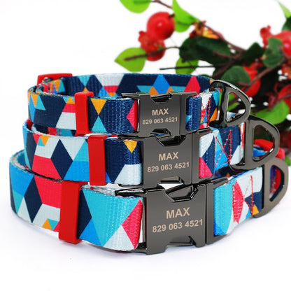 Picasso Blue Collar with Custom Engraving - Dogs and Horses