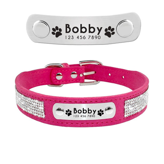 Pink Personalized Suede Collar - Dogs and Horses