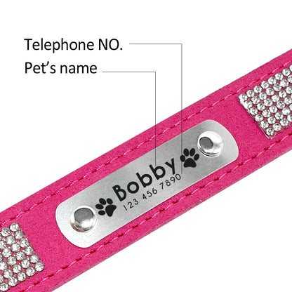 Black Personalized Suede Collar - Dogs and Horses