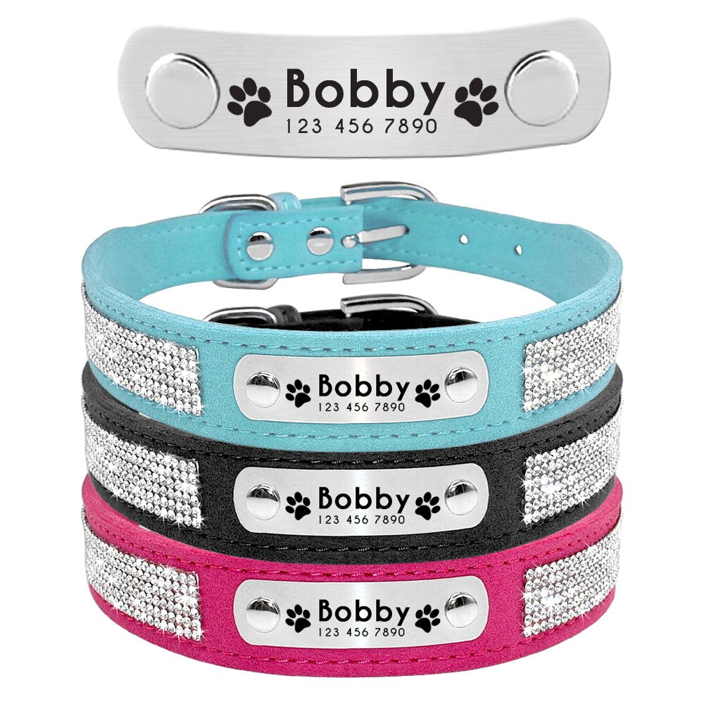 Pink Personalized Suede Collar - Dogs and Horses