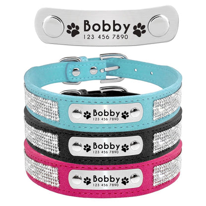 Blue Personalized Suede Collar - Dogs and Horses