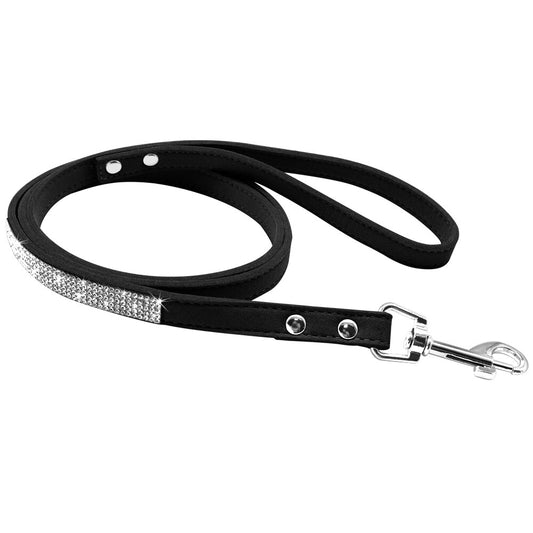 Bling Black Suede Leash - Dogs and Horses