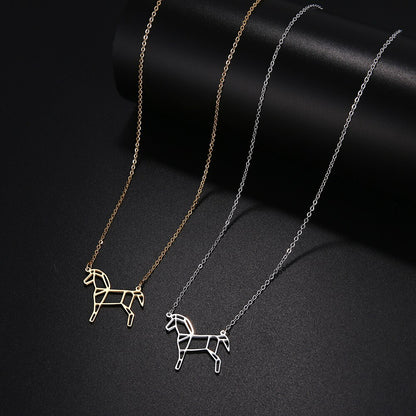 Geometric Horse Necklace (Silver, Gold) - Dogs and Horses