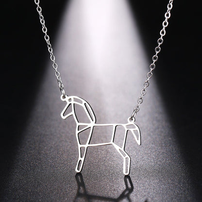 Geometric Horse Necklace (Silver, Gold) - Dogs and Horses