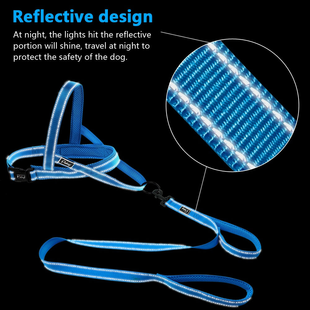 Blue No Pull Reflective Harness - Dogs and Horses