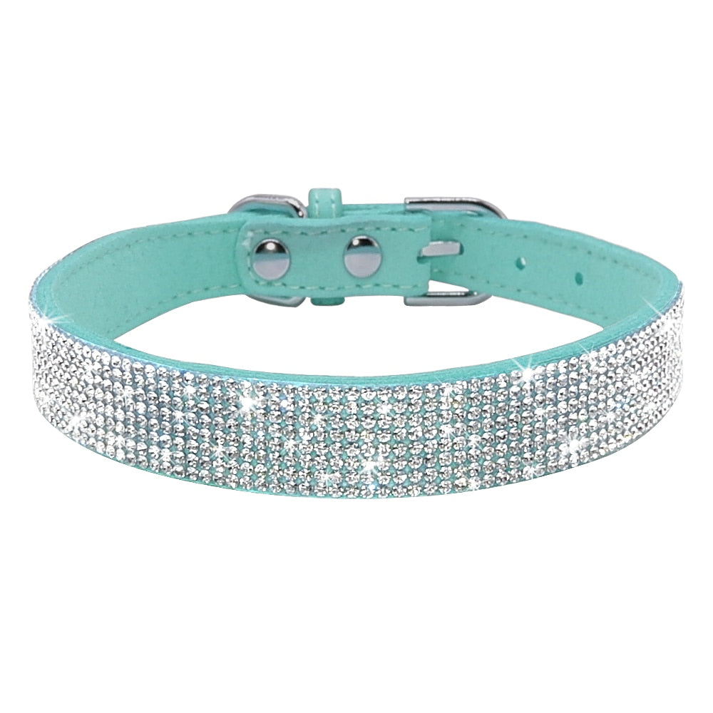 Bling Blue Suede Collar - Dogs and Horses