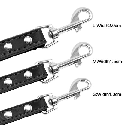 Matera Black Leather Leash - Dogs and Horses