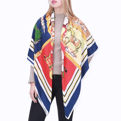 Laguna Navy Silk Scarf / 130cm