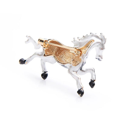 Enamel Horse Brooch (Black & White)