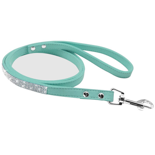 Bling Blue Suede Leash - Dogs and Horses