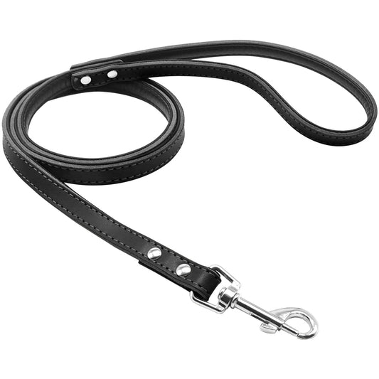 Matera Black Leather Leash - Dogs and Horses