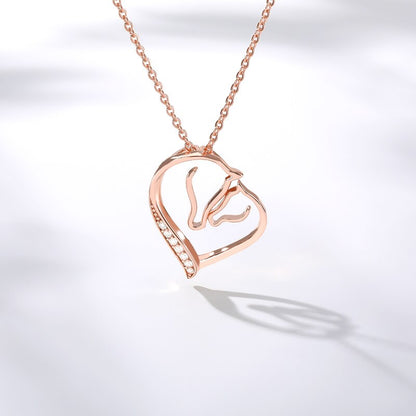 Crystal Heart Horse Necklace (Silver, Gold, Rose Gold) - Dogs and Horses
