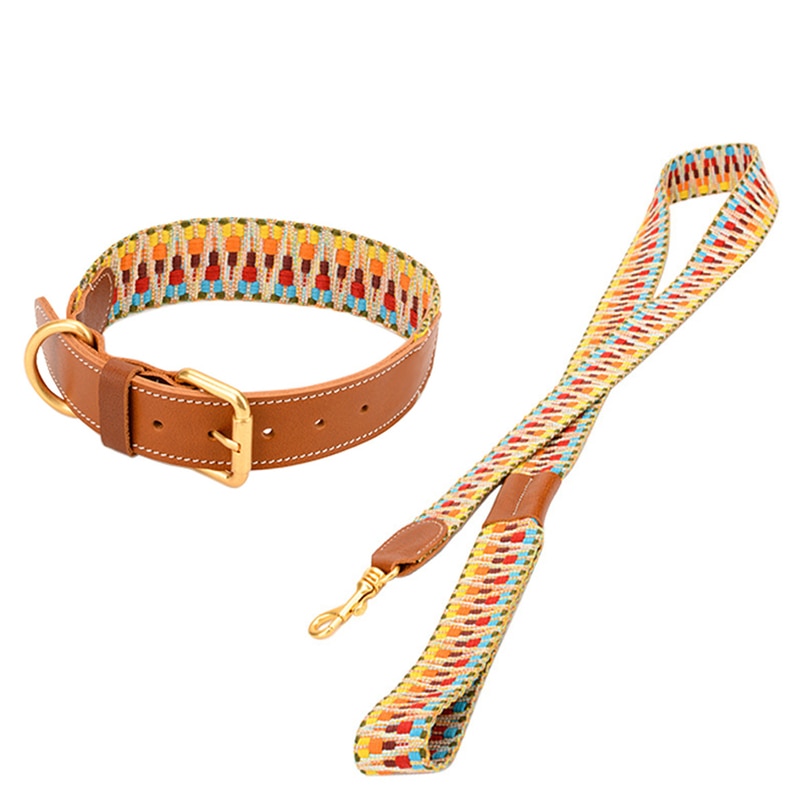 Oxford Beige Collar & Leash Set - Dogs and Horses