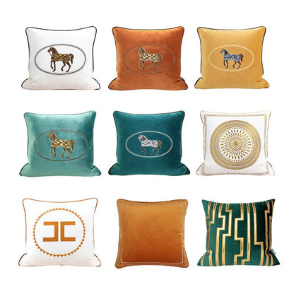 Greta Embroidered Velvet Pillow Cover Orange