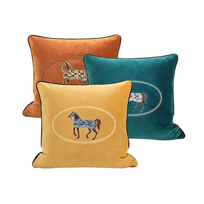 Greta Embroidered Velvet Pillow Cover Orange