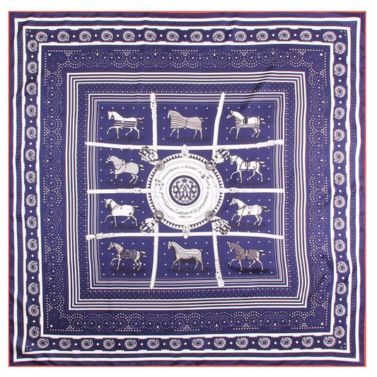 Tersa Navy Silk Scarf / 90cm