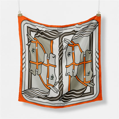Edda Orange Silk Scarf / 53cm