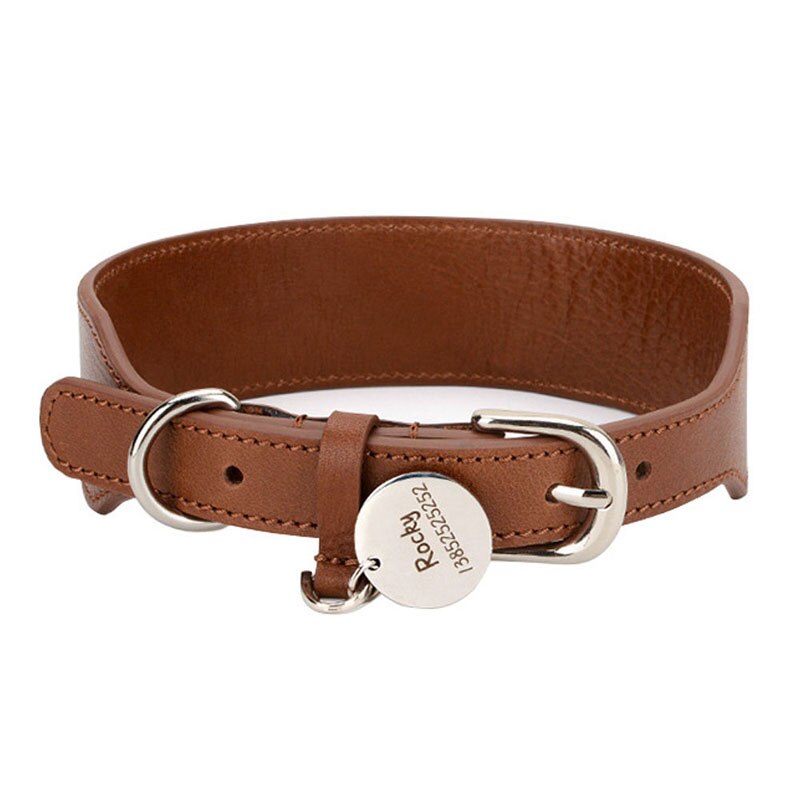 Lucca Brown Leather Collar - Dogs and Horses