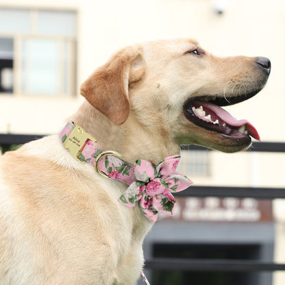 Floresta Green Collar with Custom Engraving - Dogs and Horses