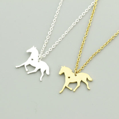 Running Horse Necklace (Silver, Gold ) - Dogs and Horses