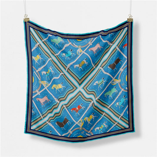 Beronia Blue Silk Scarf / 53cm