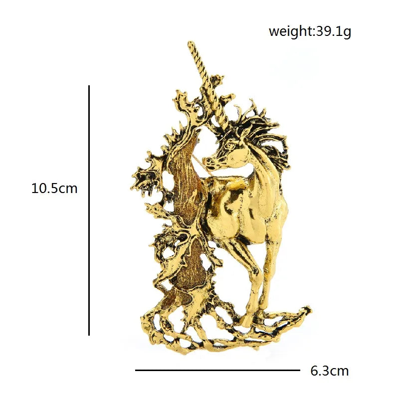 Vintage Unicorn Brooch (Gold)