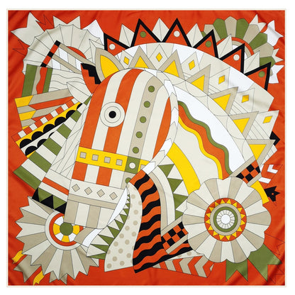 Horse Head Silk Scarf Orange / 90cm