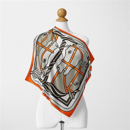 Edda Orange Silk Scarf / 53cm
