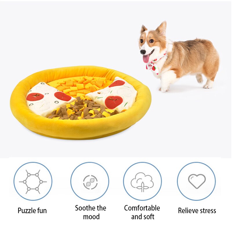 Puppy Pizza 2-in-1 Snuffle Mat for Dogs & Soft Dog Bed