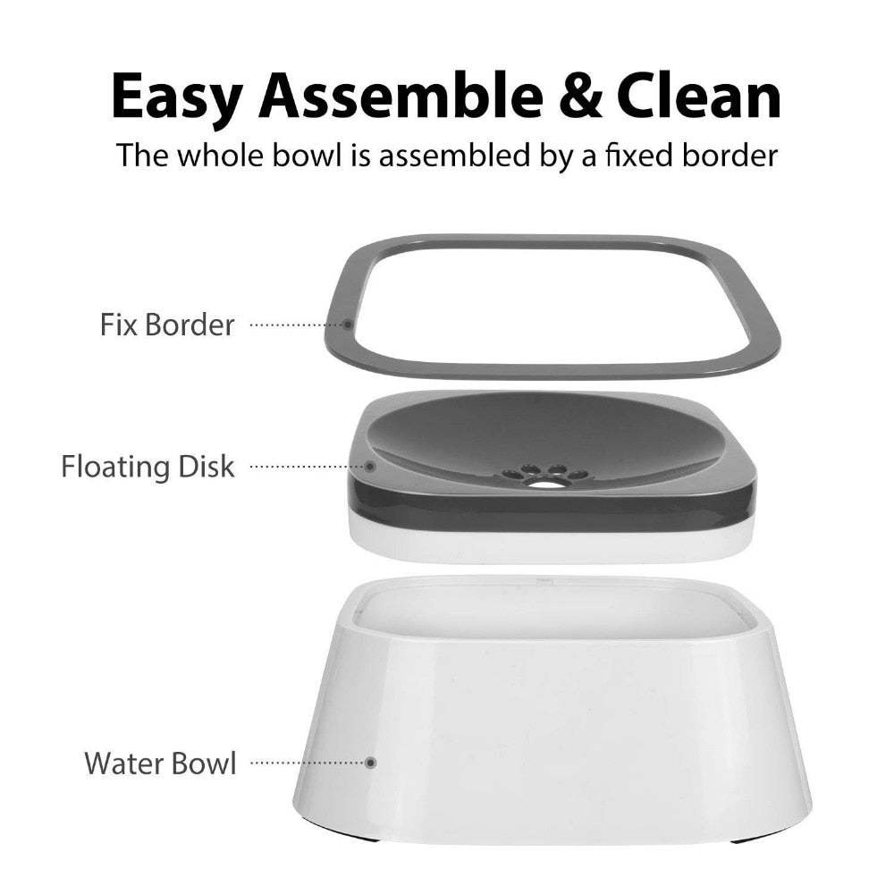White Splash-Free Floating Water Bowl - Dogs and Horses