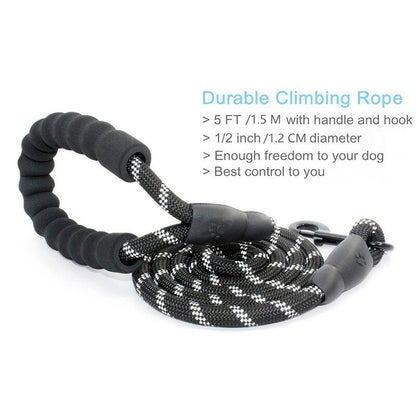 Green Reflective Padded Leash - Dogs and Horses