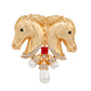 Enamel Horse Heads Brooch