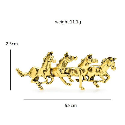 Running Horses Brooch (Silver)