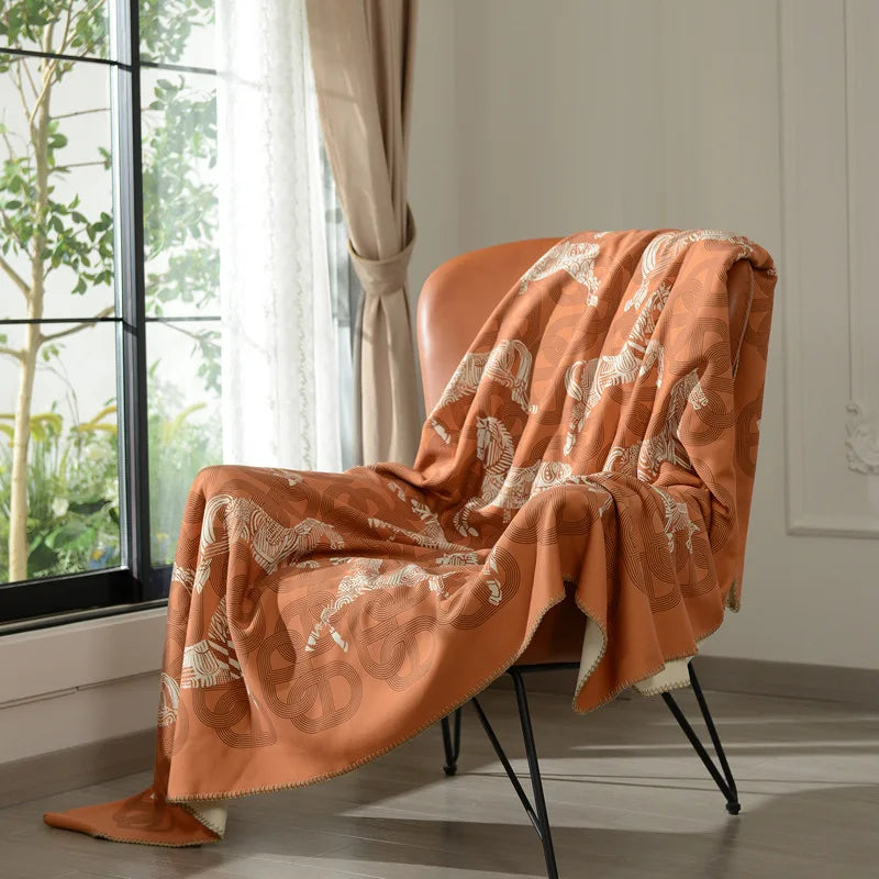 Baldassare Horse Print Blanket Orange