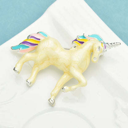 Enamel Unicorn Brooch