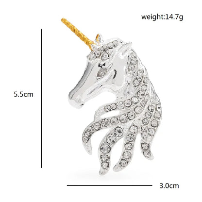 Crystal Unicorn Head Brooch