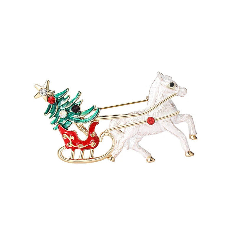 Christmas Horse Carriage Brooch