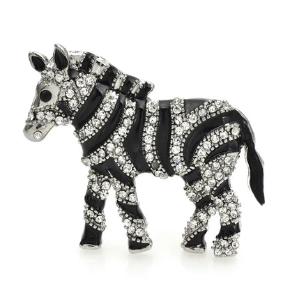 Crystal Zebra Brooch