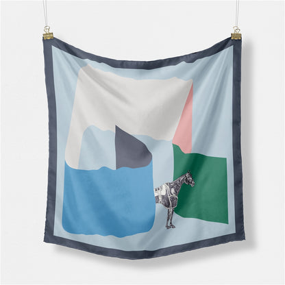 Bruna Blue Silk Scarf / 53cm