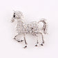 Crystal Horse Brooch (Silver)
