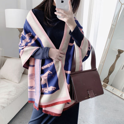 Nour Pashmina Scarf Navy