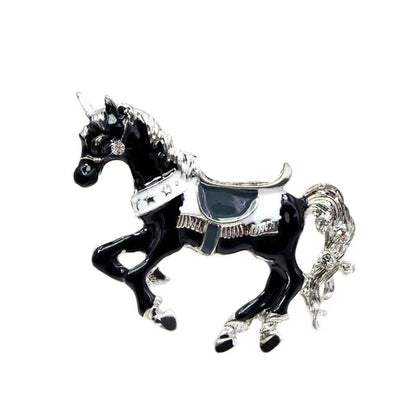 Enamel Unicorn Brooch (Black)